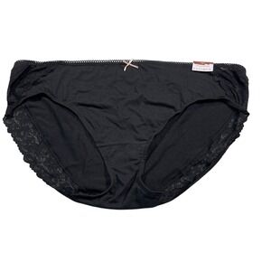 Cacique Cotton‎ Hipster Panties Size 18/20 Black Lace Trim Womens Underwear